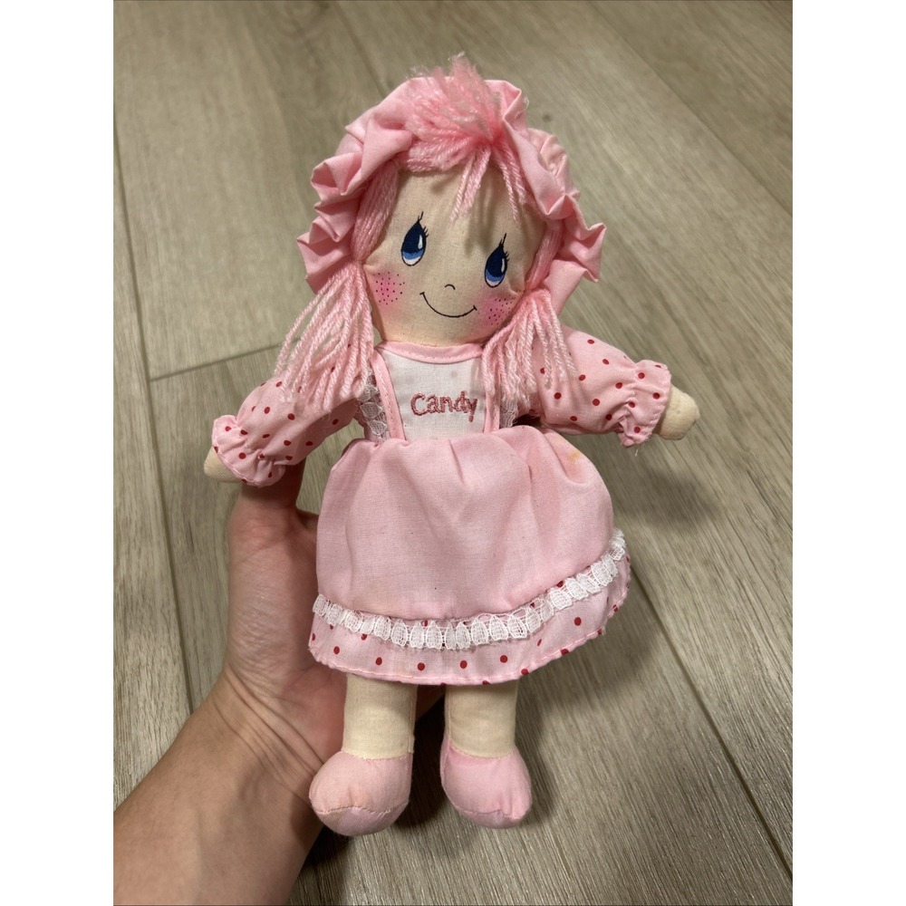 RARE‎ Vintage Cuddle Wit Precious Moments Plush Stuffed Girl Doll Candy Pink